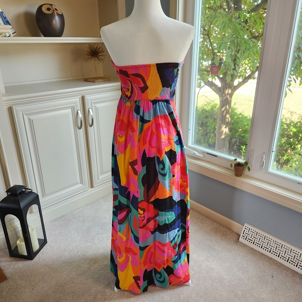 Olivaceous Strapless Maxi Dress Floral Multicolor Boho Size Small - Picture 3 of 10